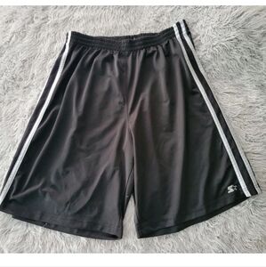 Vintage Y2K Starter Black White Dazzle Shimmer Basketball Gym Shorts Long XL